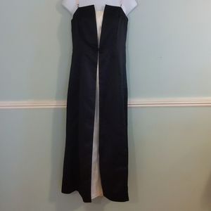 Strapless Black & White Tuxedo Dress with Scarf